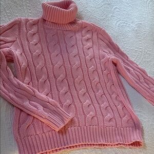 Ralph Lauren Soft Pink Cable Knit Turtleneck Sweater